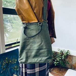 Roots Olive Leather Crossbody Bag